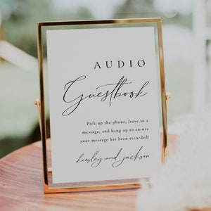 Elegant Audio Guest Book Sign Template, Modern Wedding Guestbook Sign, Minimal Wedding Audio Guestbook, Guestbook Wedding Alternative