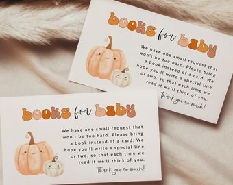 Little Pumpkin Books for Baby Template, Baby Library Card, Bring a Book Instead of a Card, Baby Shower Inserts, A Little Pumpkin Baby Shower