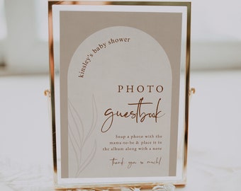 Baby Shower Photo Guest Book Sign Template, Boho Baby Shower Sign, Modern Baby Shower Signage, Guestbook Sign, Photo Guestbook Printable