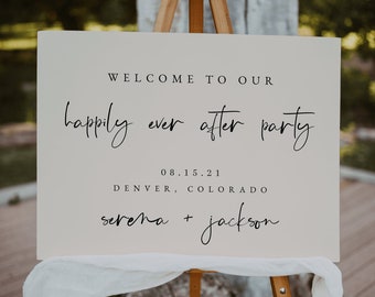 Happily Ever After Party Wedding Sign Template | Wedding Reception Sign | Editable Wedding Welcome Sign | Welcome To Our Wedding Sign