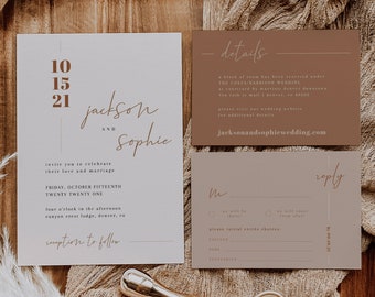 Rust Wedding Invitation Suite — Printable Desert Wedding Invitation — Editable Wedding Invitation Template — Boho Wedding Invites