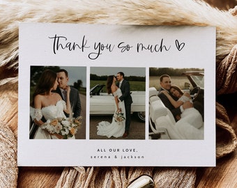 Modern Wedding Thank You Card with Photo Template, Minimalist Wedding Thank You Cards, Modern Boho Wedding Thank You, Photo Thank You Card