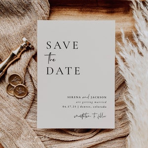 Minimalist Boho Save the Date Template | Printable Save the Date | Off White Save the Date | Neutral Save the Date | Modern Save the Date