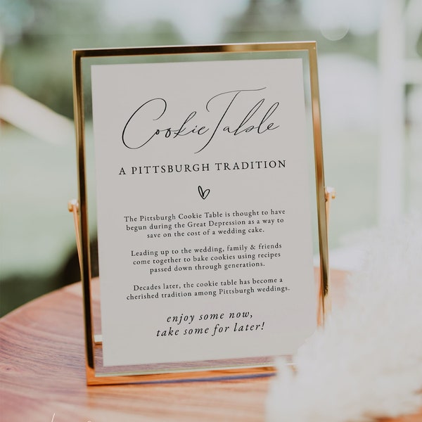 Modern Pittsburgh Cookie Table Sign Template | Wedding Cookie Table Sign | Pittsburgh Tradition Cookie Table Sign | Pittsburgh Wedding