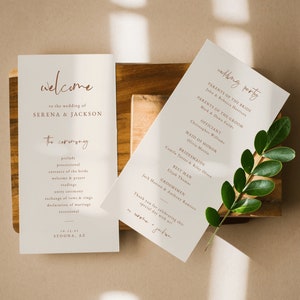 Warm Terracotta Wedding Program Template — Boho Wedding Ceremony Program — Editable Wedding Program — Printable Wedding Program