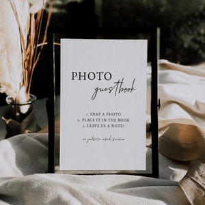 Modern Photo Guest Book Sign Template — Editable Wedding Photo Guestbook Sign — Minimalist Guestbook Sign Printable — Ellie Collection