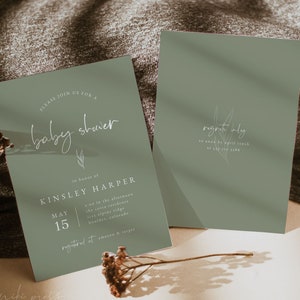 Sage Green Baby Shower Invitation Template, Gender Neutral Baby Shower Invite, Minimalist Boho Baby Shower Invite, Baby Brunch Baby Sprinkle