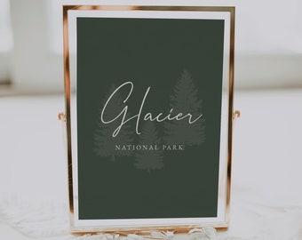 National Park Wedding Table Numbers Template | Forest Wedding Decor | Forest Green Wedding Table Numbers | Printable Wedding Table Numbers