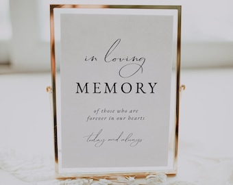 In Loving Memory Wedding Sign Template | Minimalist Wedding Memorial Sign | Forever In Our Hearts Wedding Sign | Wedding Remembrance Sign