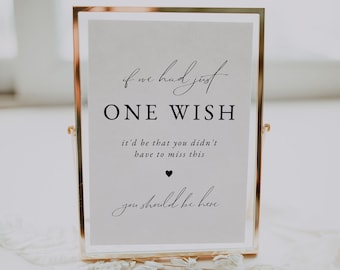 Elegant Minimalist Wedding Memorial Sign Template | You Should Be Here Wedding Sign | If I Had One Wish | Wish You Were Here Sign