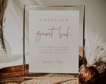 Desert Boho Postcard Guest Book Sign Template — Guest Book Wedding Alternative — Terracotta Wedding Sign — Editable Boho Wedding Sign