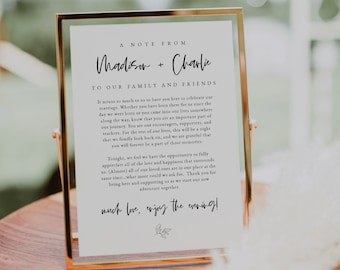 Wedding Thank You Sign Template — Printable Thank You Sign — Minimalist Wedding Thank You Sign — Wedding Table Thank You Card - 5x7, 8x10