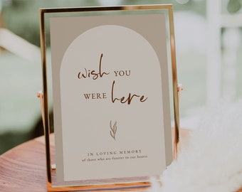Modèle de Plaque de mariage Wish You Were Here — Plaque de mariage In Loving Memory — Plaque commémorative de mariage moderne — Collection minimaliste voûtée