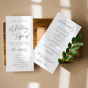 Printable Calligraphy Minimalist Wedding Program Template — Editable Wedding Ceremony Program — Wedding Program Download