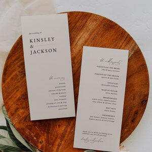Elegant Minimalist Wedding Program Template — Modern Wedding Ceremony Program — Editable Wedding Program — Cream Wedding Program