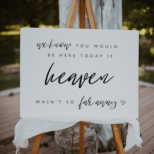 If Heaven Wasn&#39;t So Far Away Wedding Sign Template — Printable Wedding Memorial Sign — Minimalist Wedding Sign