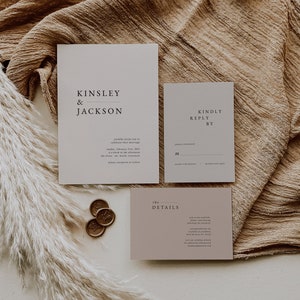 Elegant Minimalist Wedding Invitation Suite Template | Classy Wedding Invitations | Minimalist Modern Wedding Invitation Instant Download