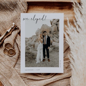 Minimalist Elopement Announcement Template | Printable Photo Elopement Card | We Eloped Card | Boho Wedding Announcement | WILLOW