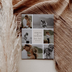 Moderne schakingsaankondiging met foto's — schakingsaankondiging — We Elopement-kaart — afdrukbare uitnodiging voor schakingsreceptie