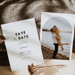 Modern Save the Date Template — Modern Boho Save the Date — Arched Photo Save the Date — Wedding Save Date with Photo — Elliot Collection