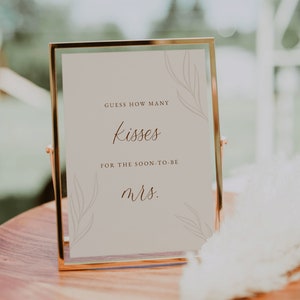 How Many Kisses for the Soon To Be Mrs. Template — Boho Bridal Shower Games — Guess How Many Kisses Sign — Arched Minimalist Collection