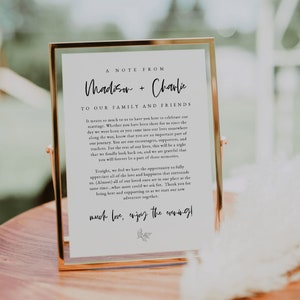Plantilla de letrero de agradecimiento para bodas: letrero de agradecimiento imprimible: letrero de agradecimiento minimalista para bodas: tarjeta de agradecimiento para la mesa de bodas: 5 x 7, 8 x 10