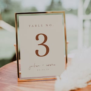 Warm Terracotta Table Numbers Template — Printable Boho Wedding Table Numbers — Editable Wedding Table Numbers Instant Download 5x7, 4x6