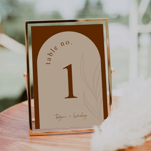 Arched Terracotta Table Numbers Template — Boho Arch Wedding Table Numbers — Editable Wedding Table Numbers Instant Download 5x7, 4x6