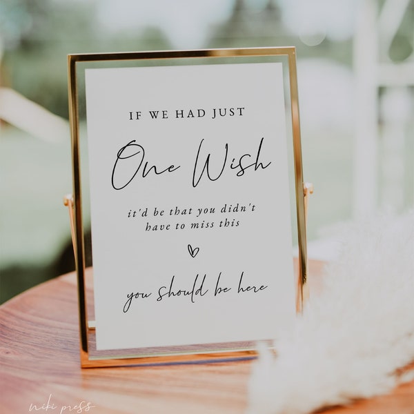 Modern Minimalist Wedding Memorial Sign Template | You Should Be Here Wedding Sign | If I Had One Wish | Wish You Were Here Sign | ELLIE