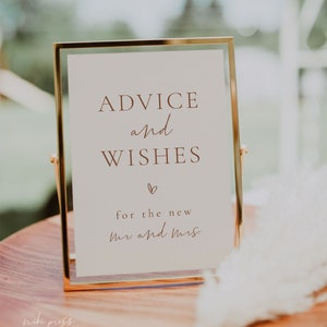 Boho Advice and Wishes Sign Template, Modern Advice for the Bride and Groom, Cream + Terracotta Wedding Advice Sign, Bridal Shower Advice