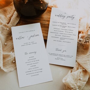 Minimalist Wedding Program Template — Editable Wedding Ceremony Program — Elegant Wedding Program — Wedding Program Download