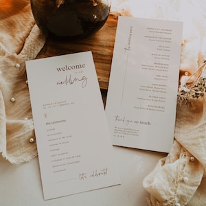 Minimalist Boho Wedding Program Template — Modern Wedding Ceremony Program — Editable Wedding Program — Earthy Wedding Program