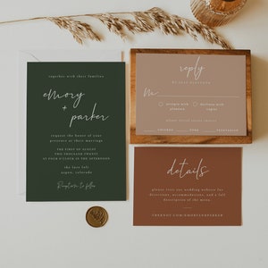 Modelo de suíte de convite de casamento Boho — Conjunto de convite de casamento Earthy — Convite de casamento Boho editável para download instantâneo