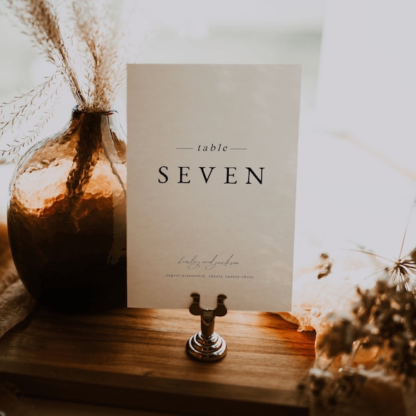 Elegant Minimalist Table Numbers Template — Modern Wedding Table Numbers — Editable Wedding Table Numbers Instant Download 5x7, 4x6