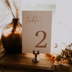 Bohemian Wedding Table Numbers Template — Wedding Table Number Signs — Terracotta Wedding Table Decor — Editable Boho Table Numbers 5x7, 4x6