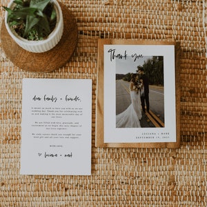 Hochzeitsfoto-Dankeskarte - bearbeitbare Hochzeitsfoto-Dankeskarte - Boho-Hochzeits-Dankeskarte - Minimalistische Dankeskarte zum Ausdrucken