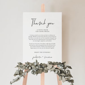 Hochzeit Dankesschild Vorlage — Minimalistisches Dankesschild — Modernes Willkommensschild für die Hochzeit — Hochzeitsschild Danke — Ellie Collection