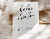 Simple Baby Shower Invitation Template | Printable Minimalist Baby Shower Invite | Gender Neutral Baby Shower | Editable Baby Shower Invite
