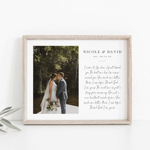 Letras de canciones o votos para el primer baile de bodas con foto — Plantillas de letras de canciones — Plantillas de votos matrimoniales — Arte mural para recién casados — Decoración del hogar imprimible