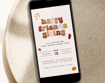 Friendsgiving Invitation Digital, Friendsgiving Invite, Thanksgiving Invitation, Friendsgiving Invitation Template, Friendsgiving Evite