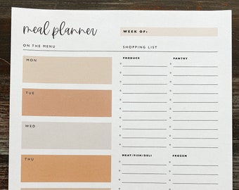 Meal Planner Printable | Weekly Meal Planner and Grocery List Template | Meal Plan Printable | Weekly Menu Planner | Meal Planning Template