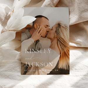 Photo Save the Date Template | Modern Elegant Save the Date | Wedding Save the Date with Photo | Double-Sided Save the Date Printable