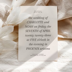 Modern Wedding Invitation Template, Minimalist Wedding Invites, Classic Wedding Invitations, Editorial Wedding Invitation, CHARLOTTE