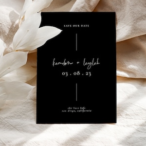 Plantilla para guardar la fecha en negro / Plantilla para guardar la fecha moderna imprimible / Plantilla para guardar la fecha elegante para bodas / Plantilla para guardar la fecha minimalista / LAYLAH
