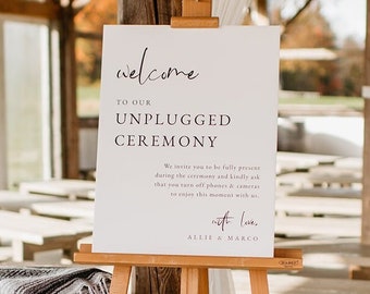 Minimalist Boho Unplugged Ceremony Sign Template — Unplugged Wedding Ceremony Sign — Modern Wedding Sign — Editable Boho Wedding Sign