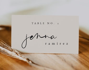Minimalist Boho Place Card Template — Printable Minimalist Wedding Place Cards — Editable Wedding Name Cards Instant Download