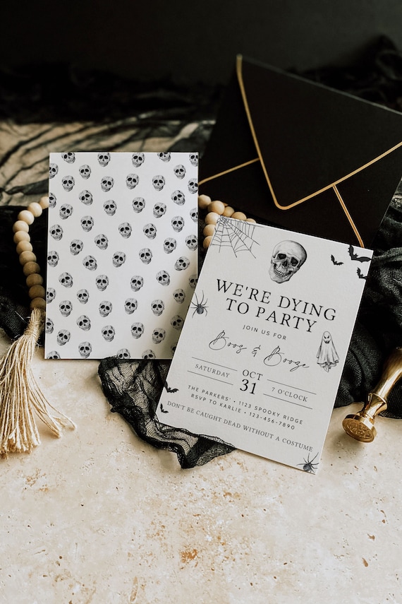 Modern Halloween Party Invitation Template | Boos and Booze Invite | Costume Party Invitation | Printable or Digital Halloween Invitation