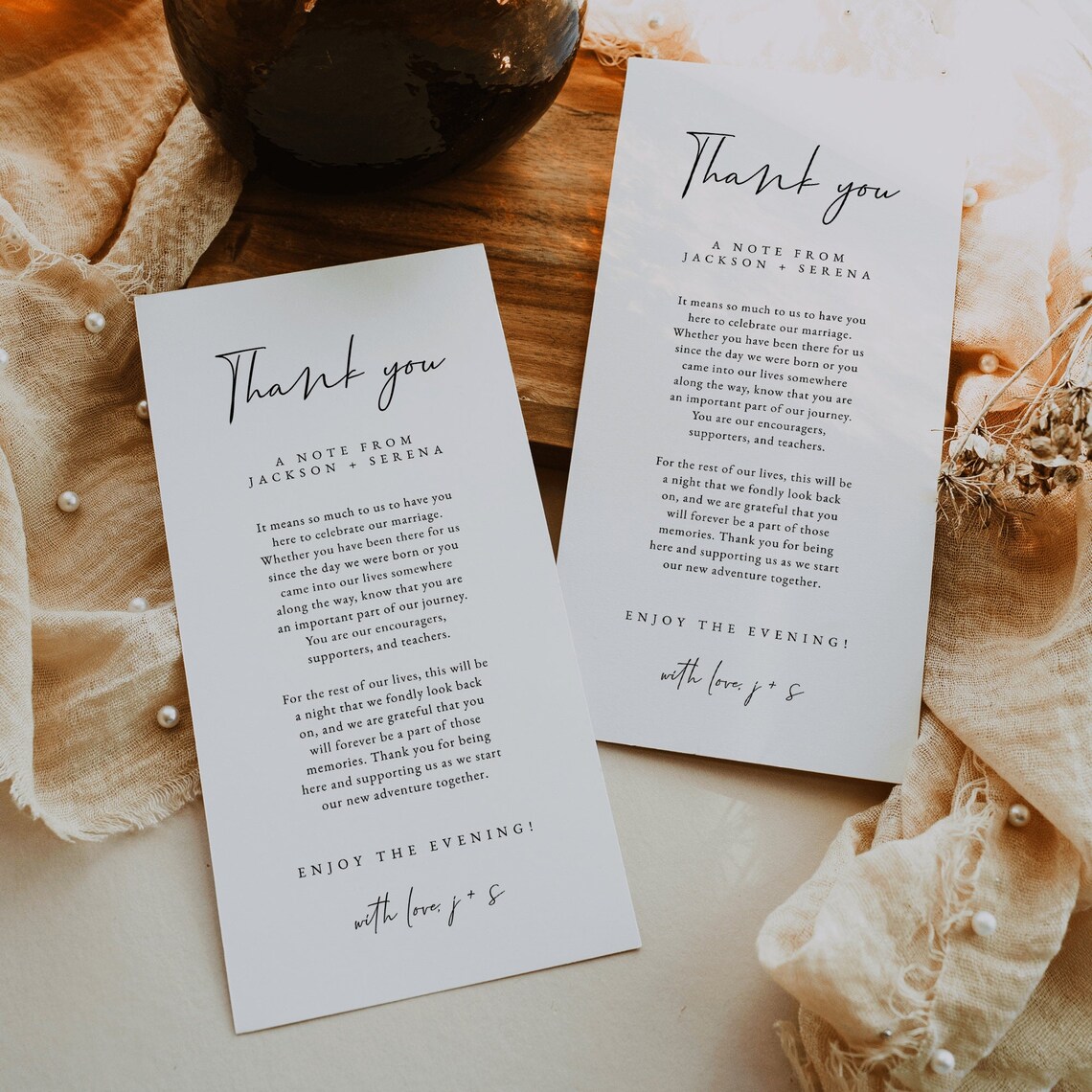 Wedding Table Thank You Card Template | Modern Thank You Note ...