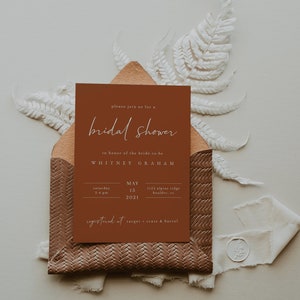 Terracotta Bridal Shower Invitation Template Boho Bridal Shower Invitation Editable Wedding Shower Invitation Instant Download image 4