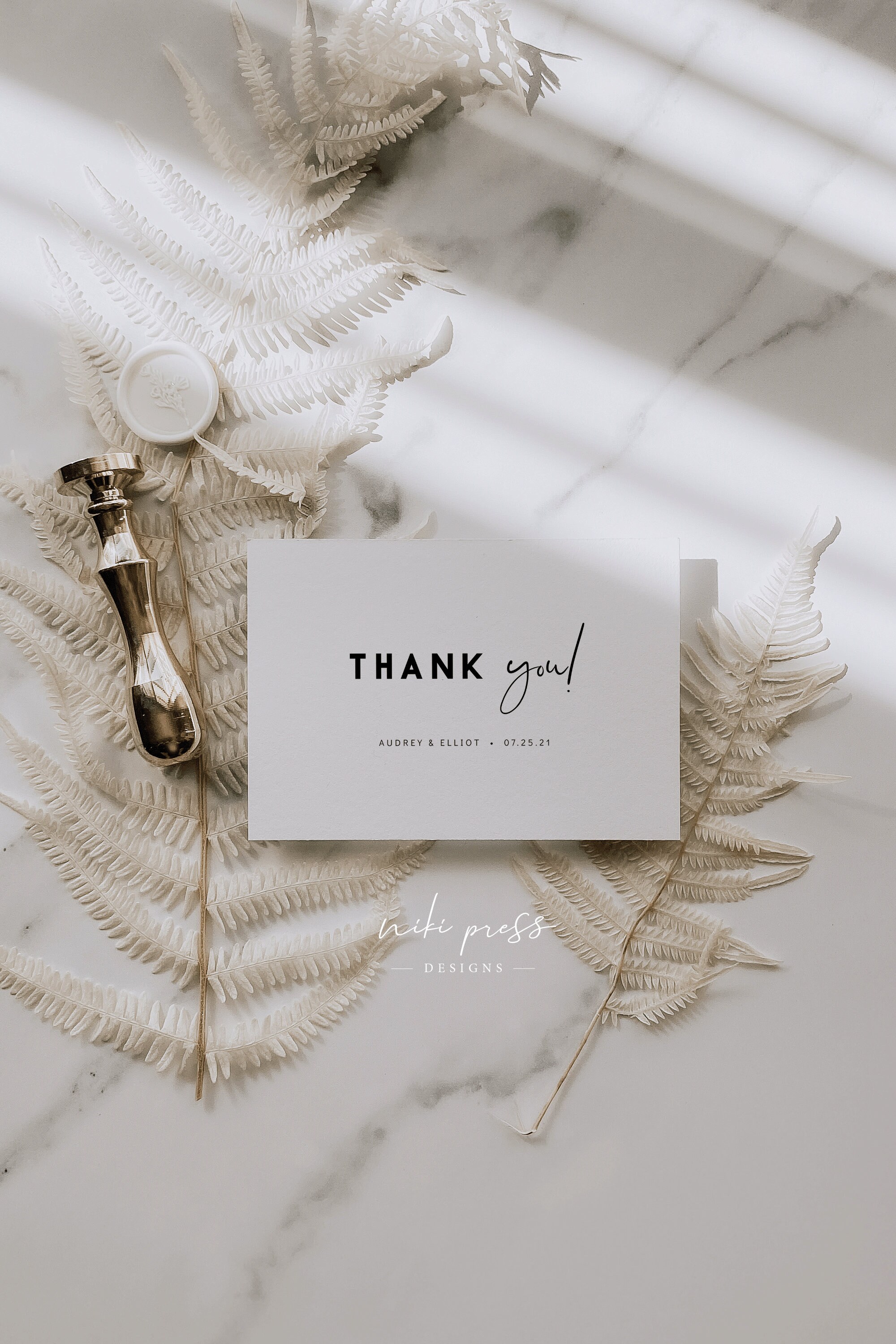 Modern Wedding Thank You Card Template — Printable Minimalist Wedding ...